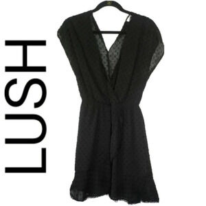 LUSH FAUX WRAP DRESS - BLACK